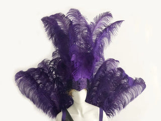 Violet Ostrich Feather Open Face Headdress & backpiece Set