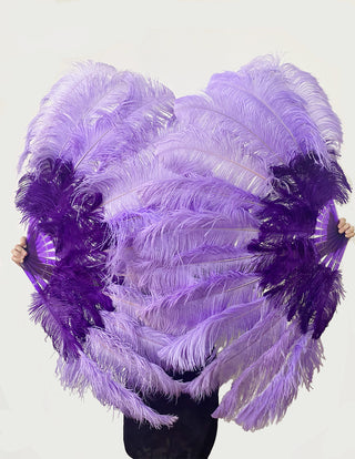 Mix violet & aqua violet 2 Layers Ostrich Feather Fan 30"x 54"