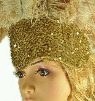 wheat sequins crown feather Open face headgear headpiece