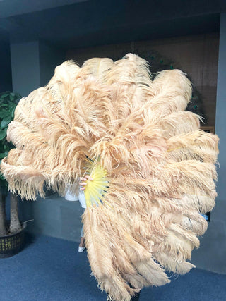 wheat XL 2 layers Ostrich Feather Fan 34"x 60"