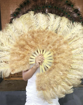 wheat Marabou Ostrich Feather fan 21"x 38"