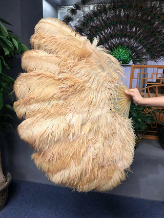 wheat 2 layers Ostrich Feather Fan 30"x 54"