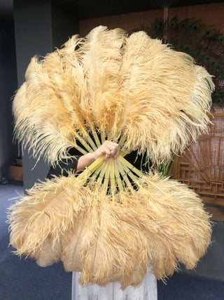 A pair wheat Single layer Feather fan 24"x 41"