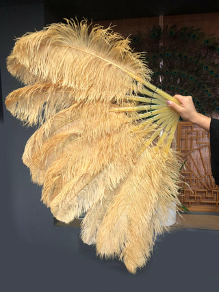 A pair wheat Single layer Feather fan 24"x 41"