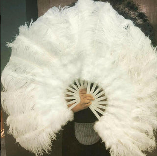White Marabou Ostrich Feather fan 27"x 53"