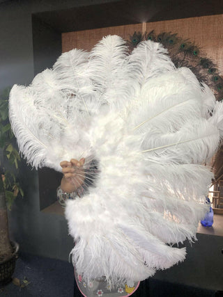 White Marabou Ostrich Feather fan 24"x 43"