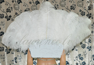 White Open Majestic Style Ostrich Feather backpiece