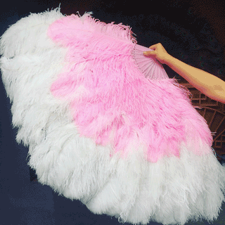 Mix white & pink XL 2 Layer Ostrich Feather Fan 34''x 60''