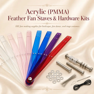 Acrylic PMMA feather fan staves with hardware kit for DIY ostrich feather fan making and burlesque fan dance