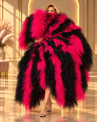 Luxury Burlesque alternating Waterfall Fan - 6/8/10 Ply Ostrich Feather Boa fan