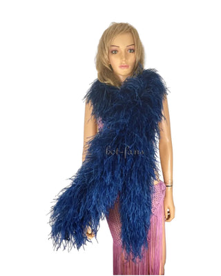 Navy 12 Ply Feather Boa Close Up