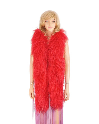 Boa en plumes d'autruche rouge succulent 12 plis