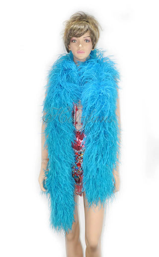 Turquoise 12 Ply Feather Boa Close Up