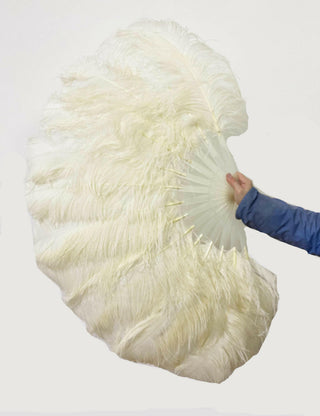 Éventail de plumes d'autruche monocouche de couleur personnalisée entièrement ouvert à 180 degrés 25 "x 50"