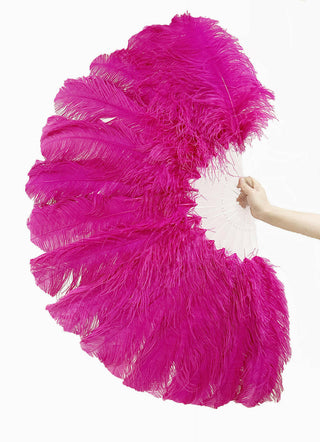 Custom color single layer Ostrich Feather Fan Double side Full open 180 degree 25"x 52"