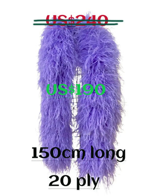 Venta especial Boa de plumas de avestruz Aqua 20 capas 150 cm de largo
