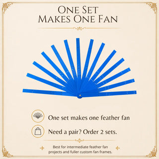 Blue 2 Layers Aluminum Fan Staves Set of 14 – 33 cm DIY feather fan frame with powder-coated metal aluminum staves