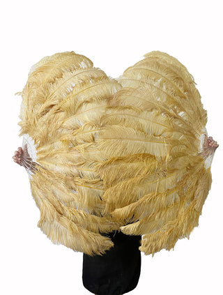 wheat 2 layers Ostrich Feather Fan 30"x 54".