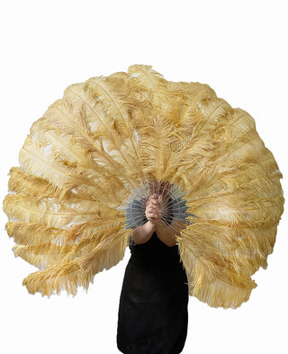 wheat 2 layers Ostrich Feather Fan 30"x 54".