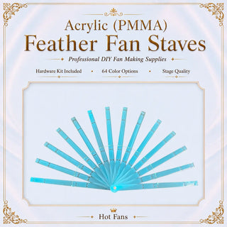 Acrylic PMMA 2 layers fan staves set of 14 for DIY ostrich feather fan making