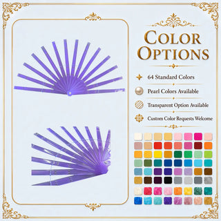 64 color options for Acrylic PMMA 2 layers feather fan staves with pearl and transparent choices