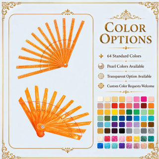 64 color options for Acrylic PMMA 2 layers feather fan staves with pearl and transparent choices