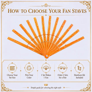 Acrylic PMMA 2 layers fan staves set of 12 for DIY ostrich feather fan making