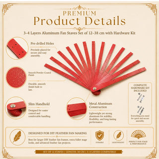 3–4 Layers Aluminum Fan Staves Set of 12 – 38 cm with Hardware Kit