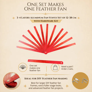 3–4 Layers Aluminum Fan Staves Set of 12 – 38 cm with Hardware Kit