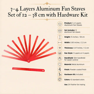 3–4 Layers Aluminum Fan Staves Set of 12 – 38 cm with Hardware Kit