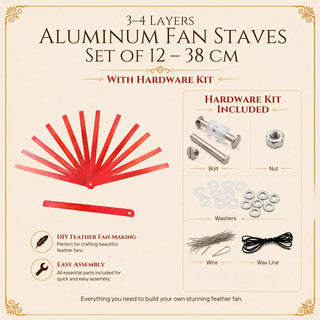 3–4 Layers Aluminum Fan Staves Set of 12 – 38 cm with Hardware Kit