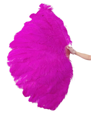 Ventaglio di piume di struzzo a tre strati rosa acceso 35"X 63"