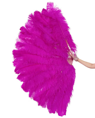 Ventaglio di piume di struzzo a tre strati rosa acceso 35"X 63"