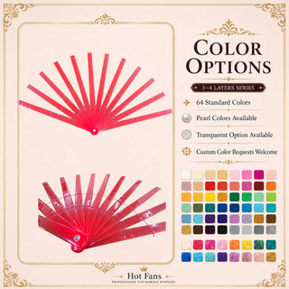 Standard, pearl, and transparent color options for Acrylic PMMA triple layers feather fan staves