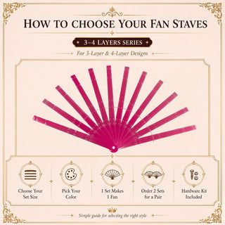 Acrylic PMMA triple layers fan staves set of 12 for DIY ostrich feather fan making