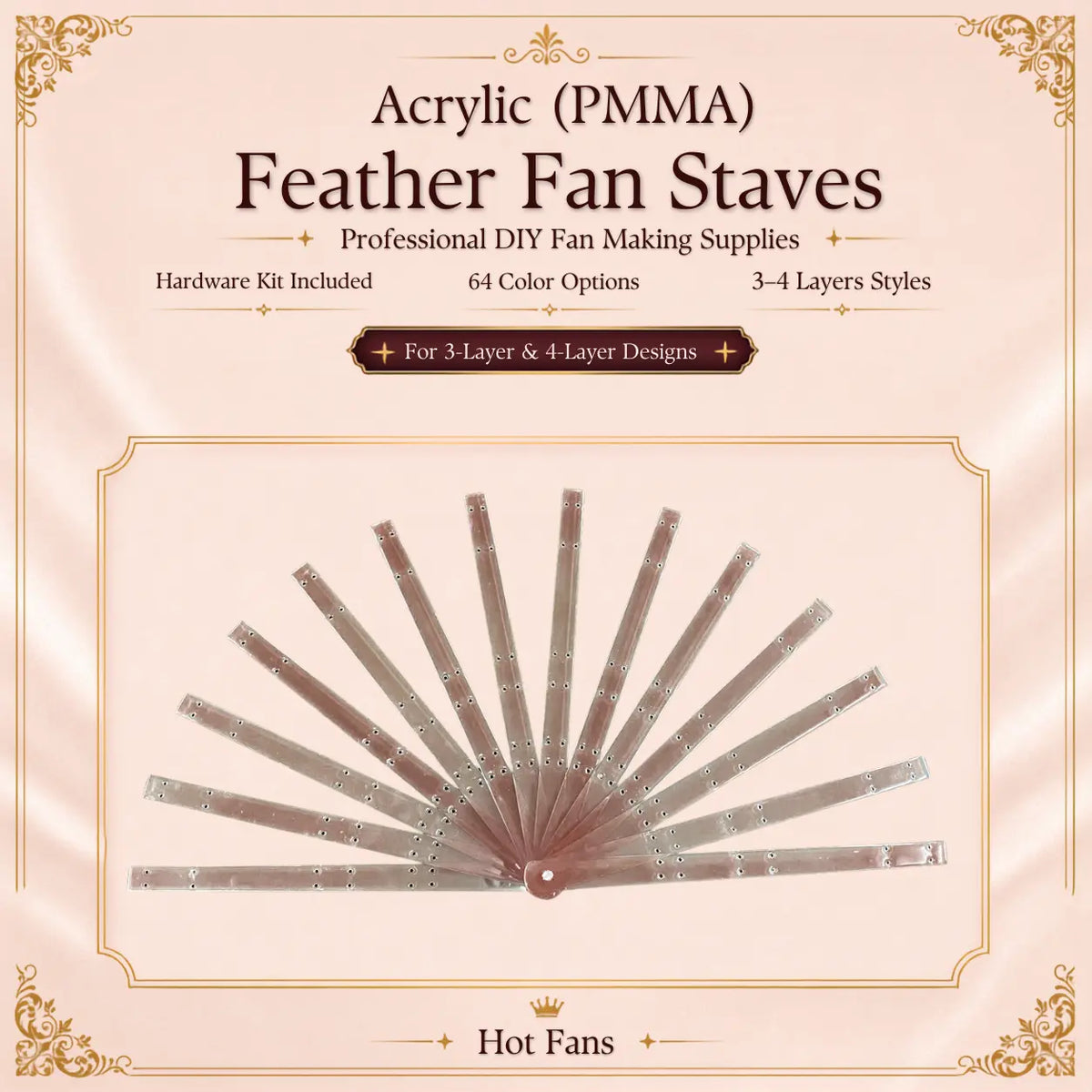 Acrylic PMMA Triple Layers Fan Staves Set of 14 – Extra Full Frame ...