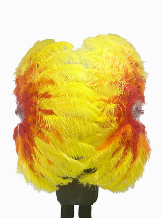 CUSTOM UMD MIX COLOR 180 DEGREE FULL OPEN TRIPLE OSTRICH FEATHER FAN 35"x 70"