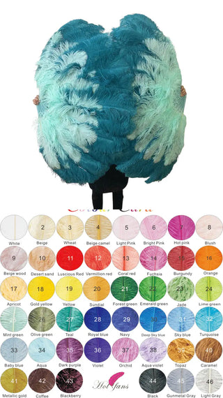 Mix color Professional compact & Ultra-Dense Triple layers ostrich Feather Fan 32"x 54"