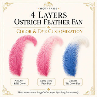 4 Layers Ostrich Feather Fan Color and Dye Customization