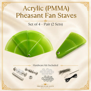 Acrylic PMMA pheasant fan staves set of 4 sold as a pair with hardware kit for DIY feather fan making