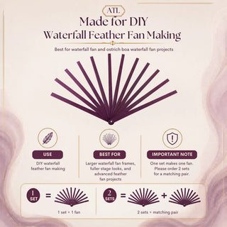 Waterfall Fan Metal Aluminum Staves set with 12 powder-coated aluminum staves for DIY waterfall feather fan making