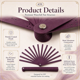Close-up detail of Waterfall Fan metal aluminum staves showing powder-coated finish and smooth hardware assembly point