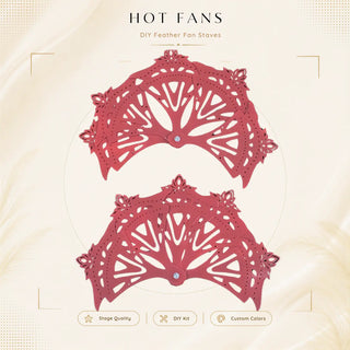 Floral Crest hollow-out aluminum pheasant fan staves set