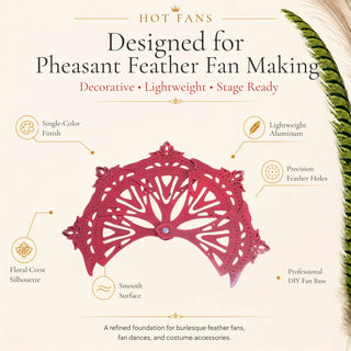 Hollow-out floral crest fan frame with precision feather holes