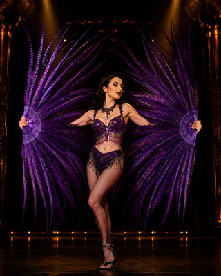 Lady Amherst pheasant tail fan 37 x 75 inch 180 degree burlesque stage fan