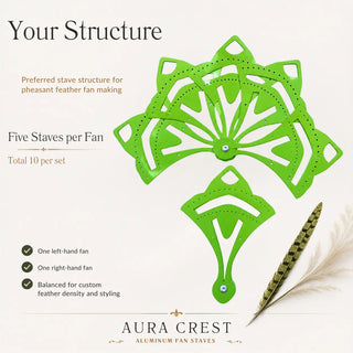 Aluminum fan staves with crown arc design for pheasant feathers