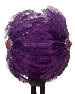 Black berry XL 2 layers Ostrich Feather Fan 34"x 60"