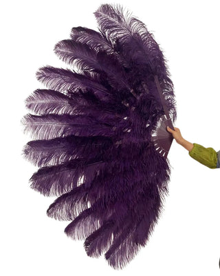 Black berry XL 2 layers Ostrich Feather Fan 34"x 60"