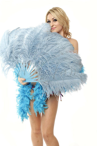 Baby blue Single layer Feather fan 25"x 45"