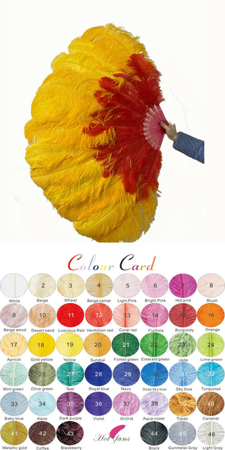 Mélanger des couches U/D personnalisées couleur 2 couches Éventail de plumes d'autruche 30"x 54"